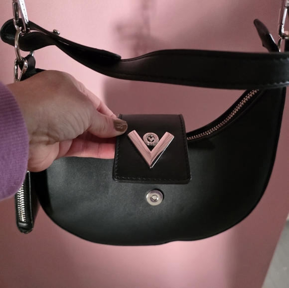 Valentino Orlandi Black Crescent Shoulder And/Or Crossbody W/Attached Coin Purse - Picture 7 of 9